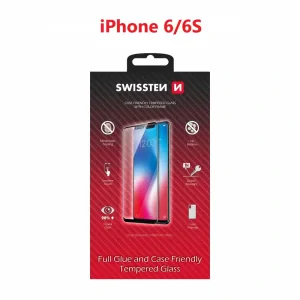 Swissten Glass Full Glue, cadru de culoare, Case friendly Apple iPhone  6/6s Alb