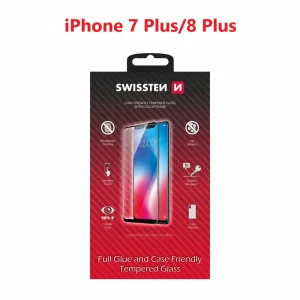 Swissten Glass Full Glue, cadru de culoare, Case friendly Apple iPhone 7 Plus/8 Plus Alb