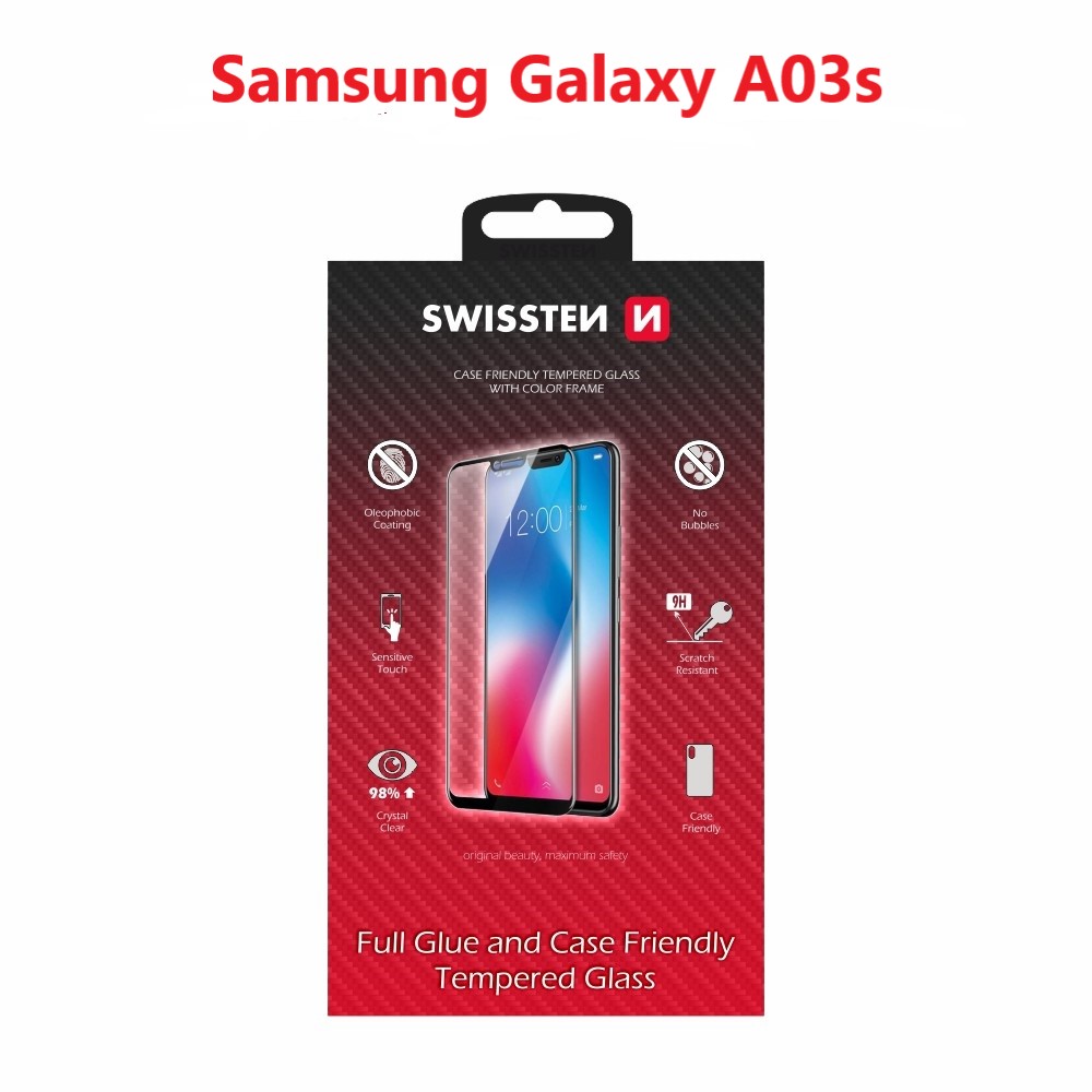 Swissten Glass Full Glue, cadru de culoare, Case friendly Samsung a037g galaxy a03s Negru thumb