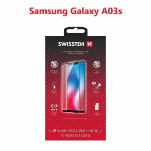 Swissten Glass Full Glue, cadru de culoare, Case friendly Samsung a037g galaxy a03s Negru
