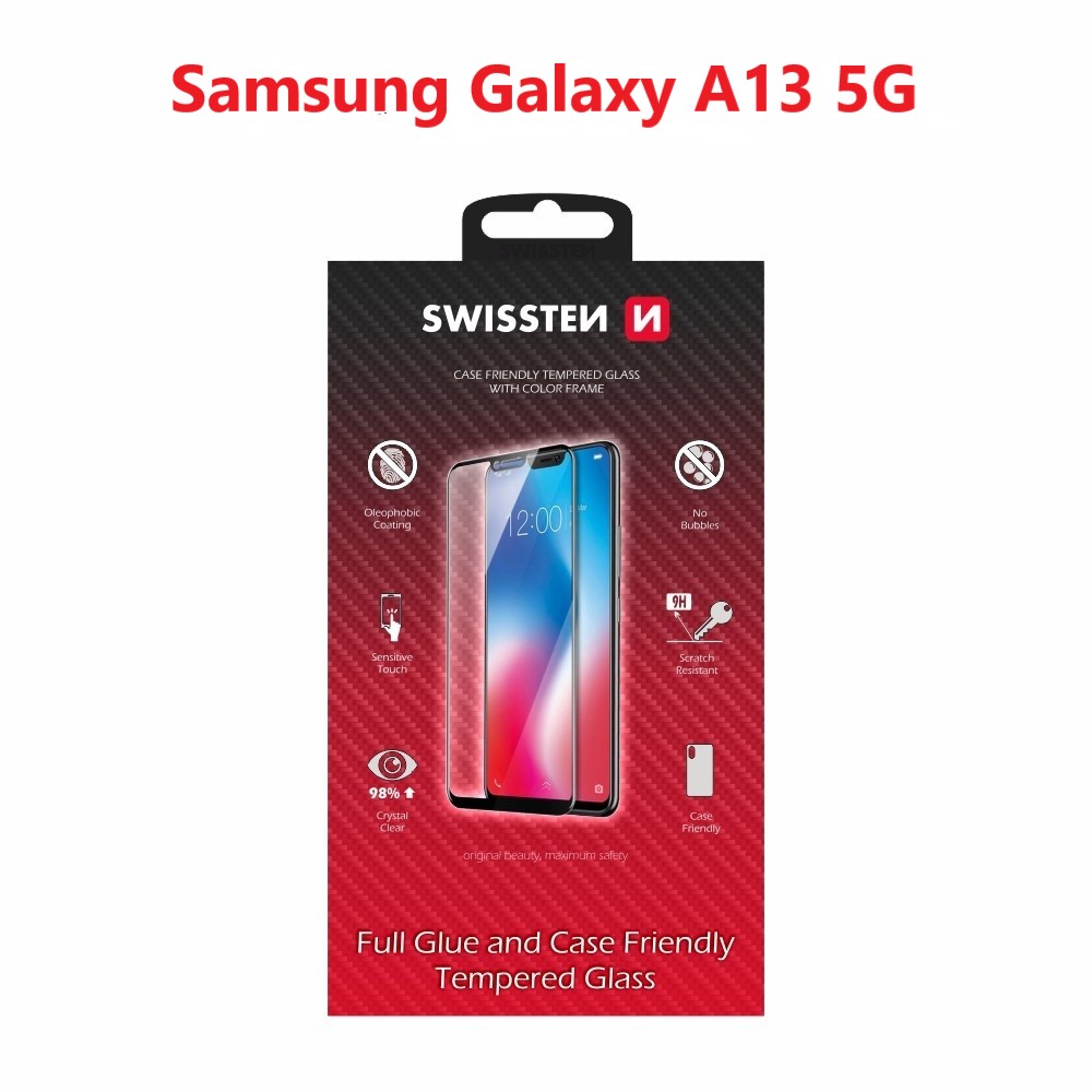 Swissten Glass Full Glue, cadru de culoare, Case friendly Samsung A136 Galaxy A13 5G Negru thumb