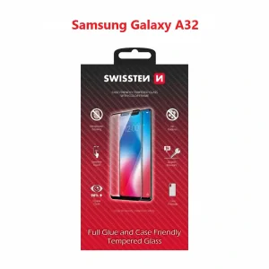 Glass Swissten Glass Full Glue, cadru de culoare, Case friendly Samsung A325 Galaxy A32 Negru