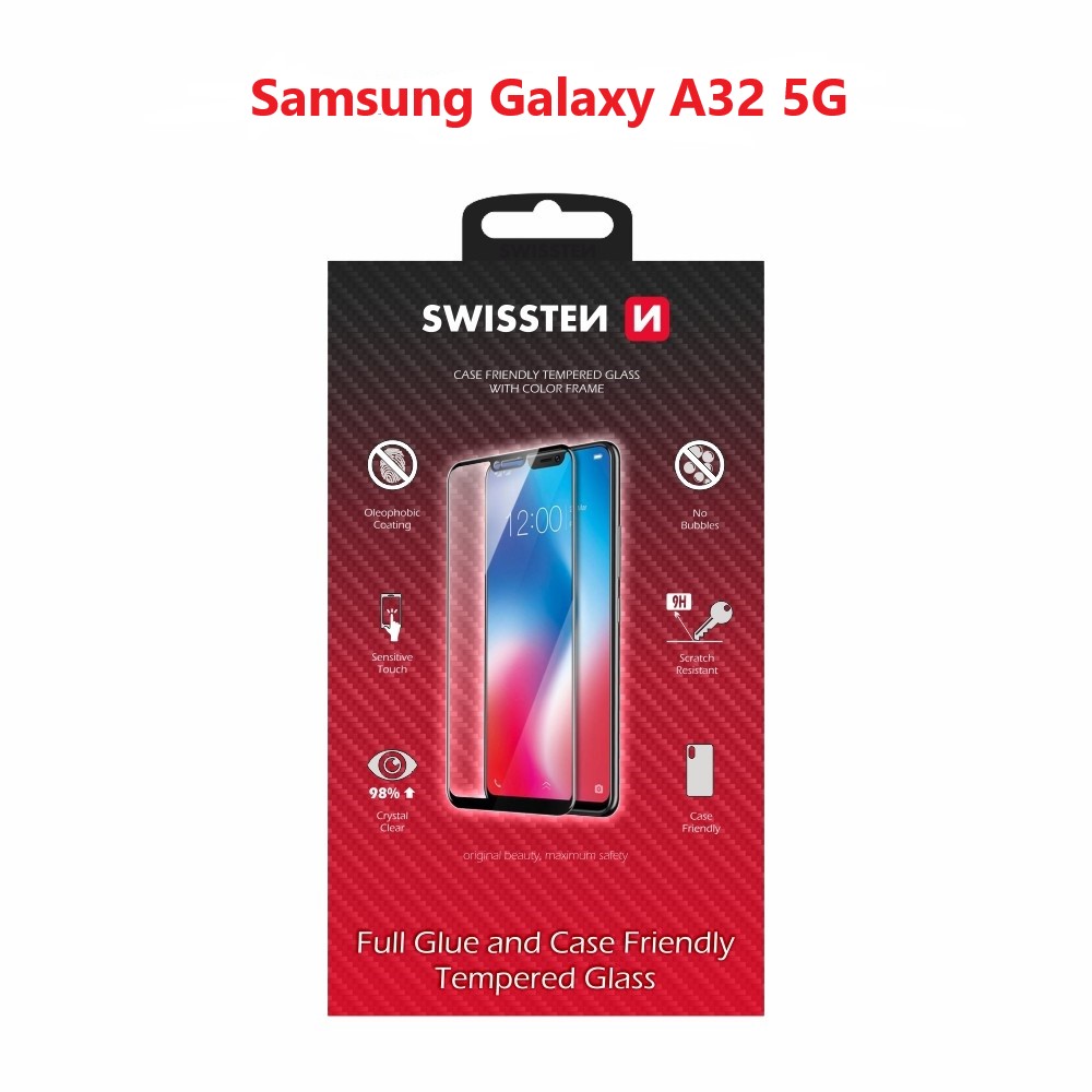 Swissten Glass Full Glue, cadru de culoare, Case friendly Samsung A326 Galaxy A32 5G Negru thumb