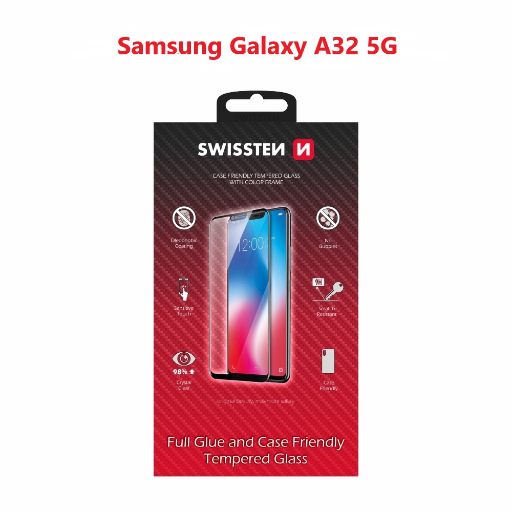 Swissten Glass Full Glue, cadru de culoare, Case friendly Samsung A326 Galaxy A32 5G Negru thumb