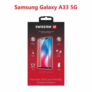 Swissten Glass Full Glue, cadru de culoare, Case friendly Samsung A336 Galaxy A33 5G Negru