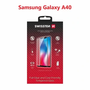 Swissten Glass Full Glue, Cadru de culoare, Case Friendly Samsung A405 Galaxy A40 Negru