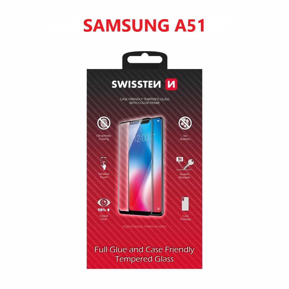Glass Swissten Glass Full Glue, cadru de culoare, Case friendly Samsung A515F Galaxy A51 Negru thumb