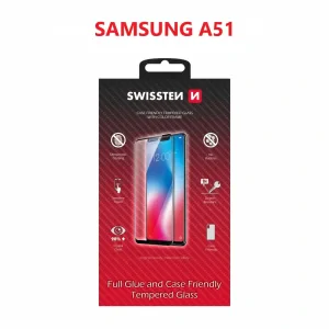 Glass Swissten Glass Full Glue, cadru de culoare, Case friendly Samsung A515F Galaxy A51 Negru