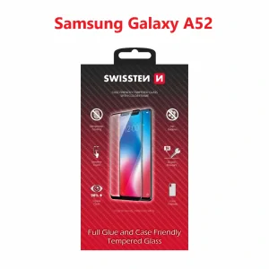 Swissten Glass Full Glue, cadru de culoare, Case friendly Samsung A525F Galaxy A52 Negru
