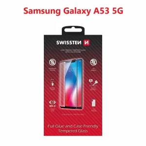 Swissten Glass Full Glue, cadru de culoare, Case friendly Samsung A536 Galaxy A53 5G Negru