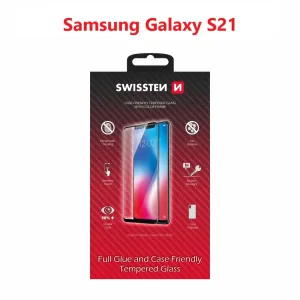 Swissten Glass Full Glue, cadru de culoare, Case friendly Samsung G991 Galaxy S21 Negru