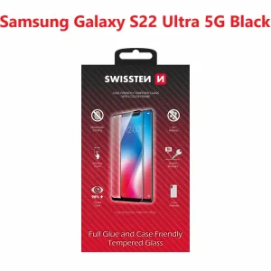 Swissten Glass Full Glue, cadru de culoare, Case friendly Samsung s908b galaxy s22 ultra 5g Negru