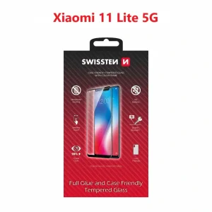 Swissten Glass Full Glue, cadru de culoare, Case friendly Xiaomi 11 Lite 5G Negru