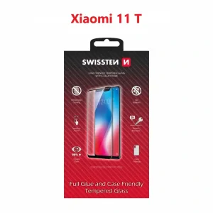 Swissten Glass Full Glue, cadru de culoare, Case friendly Xiaomi 11 T Negru