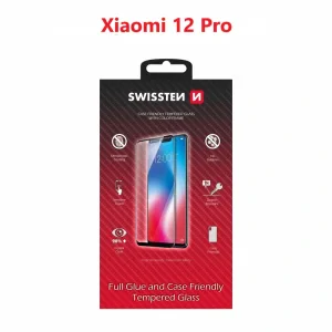 Swissten Glass Full Glue, cadru de culoare, Case friendly Xiaomi 12 PRO Negru