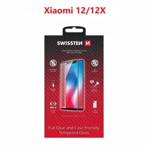 Swissten Glass Full Glue, cadru de culoare, Case friendly Xiaomi 12/12x Negru