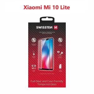 Swissten Glass Full Glue, cadru de culoare, Case friendly Xiaomi Mi 10 Lite Negru