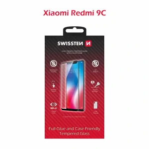 Swissten Glass Full Glue, cadru de culoare, Case friendly Xiaomi REDMI 9c Negru