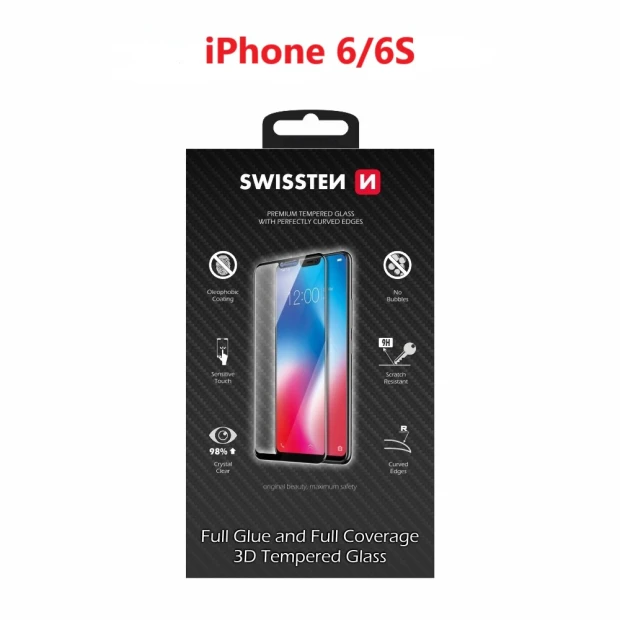 Swissten Ultra Durabil 3D Full Glue Glass Apple iPhone 6/6s Alb