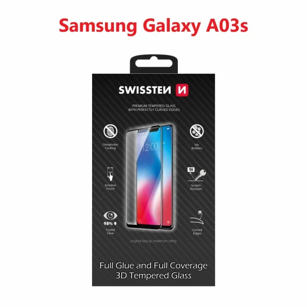 Swissten Ultra Durabil 3D Glass Full Glue Samsung A037G Galaxy A03s Negru