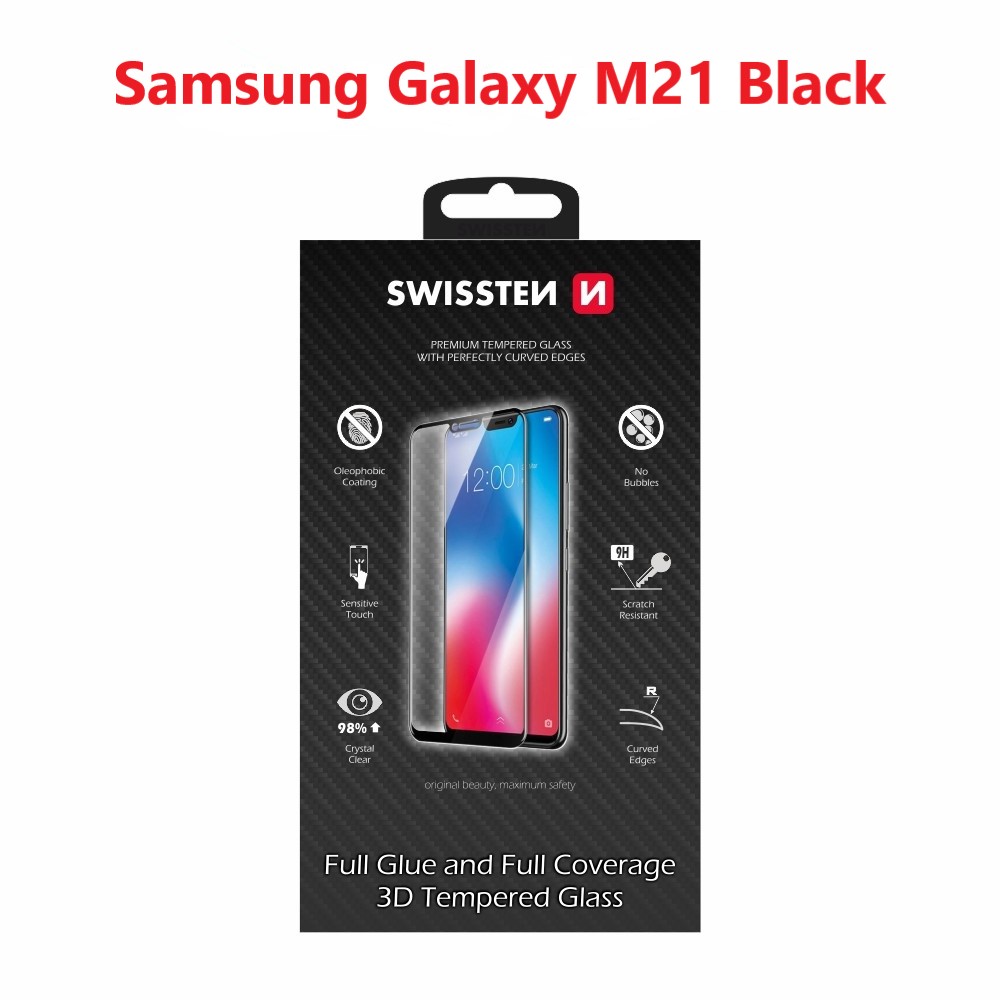 Swissten Glass Ultra Durabil 3D Full Glue Samsung M215 Galaxy M21 Negru thumb