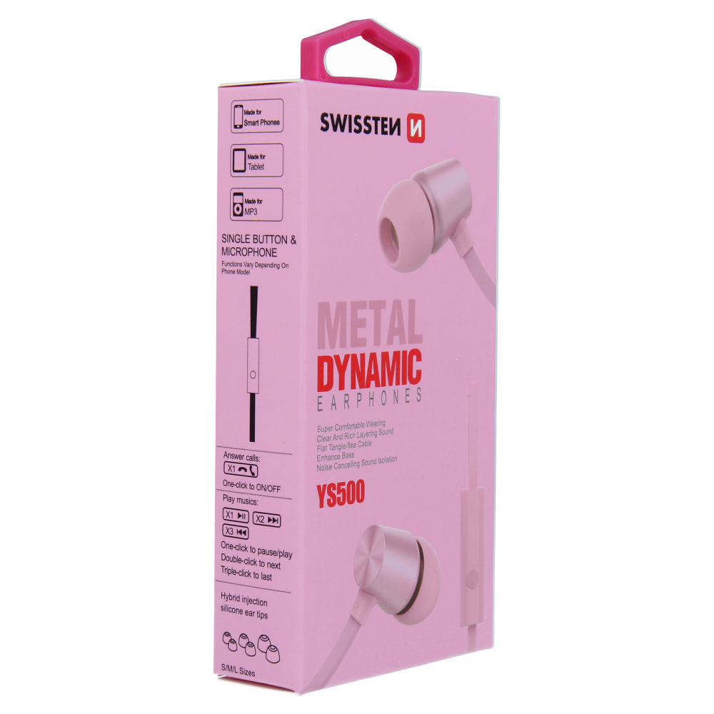 Swissten Earbuds Dynamic YS500 Roz/Auriu thumb