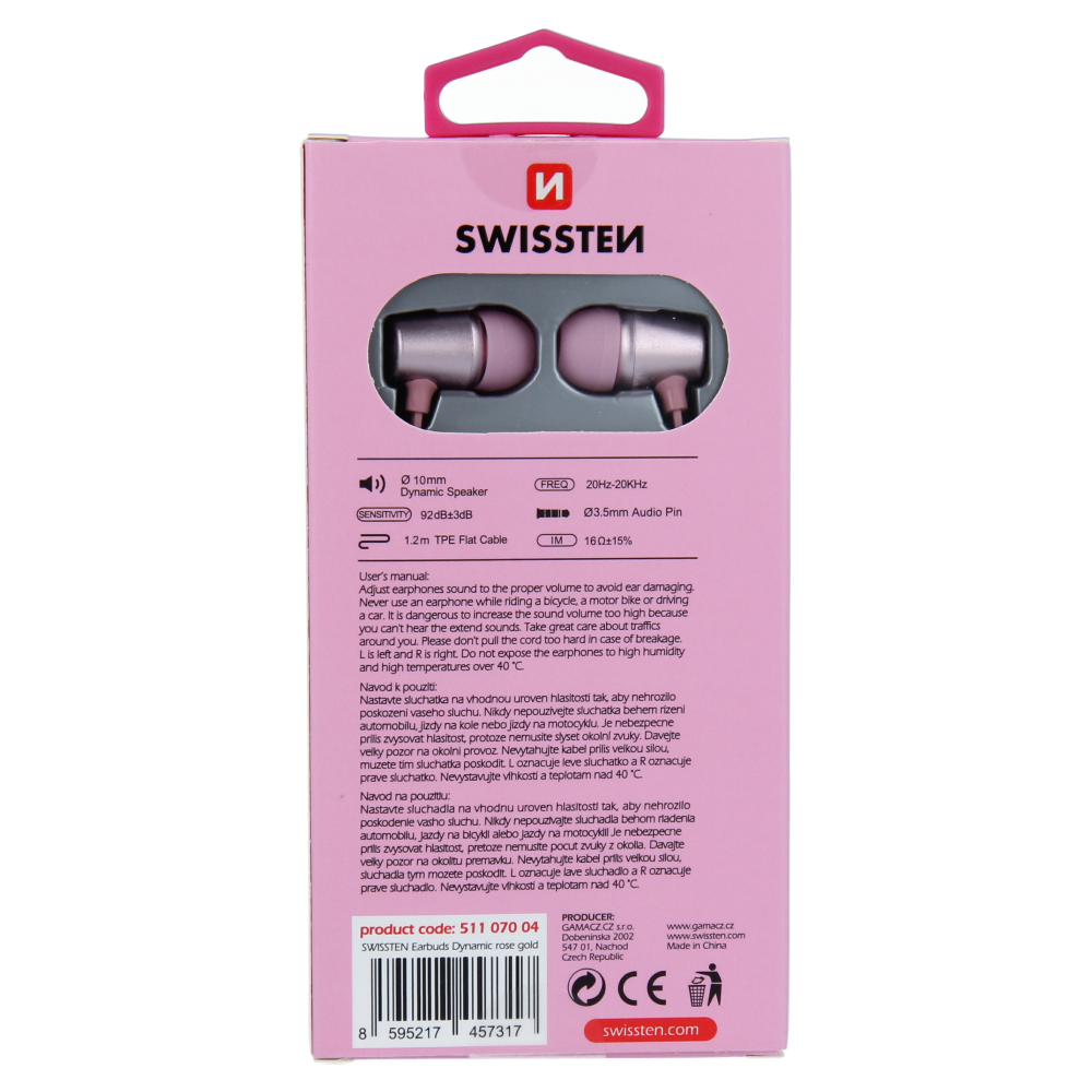 Swissten Earbuds Dynamic YS500 Roz/Auriu thumb