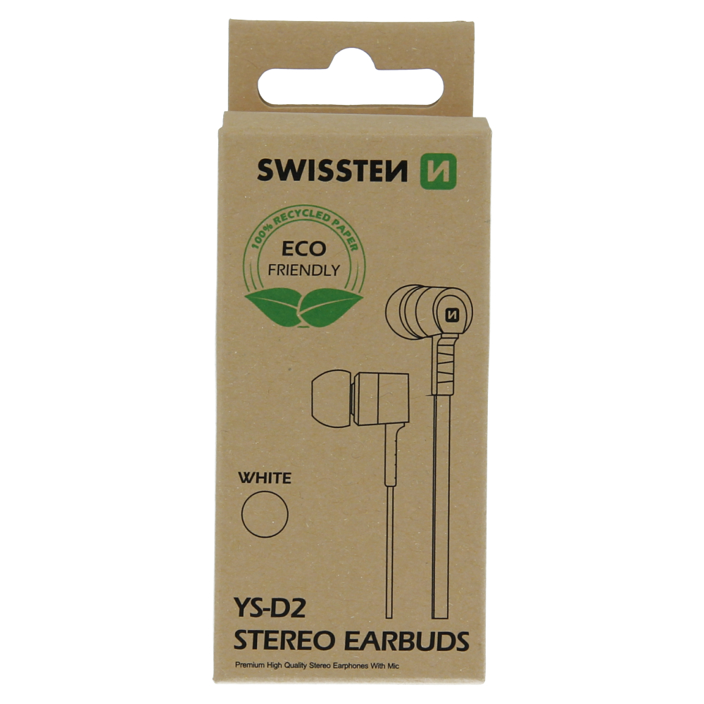 Swissten Earbuds Rainbow YS-D2 Alb (pachet eco) thumb