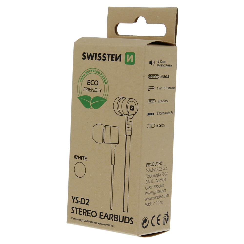 Swissten Earbuds Rainbow YS-D2 Alb (pachet eco) thumb