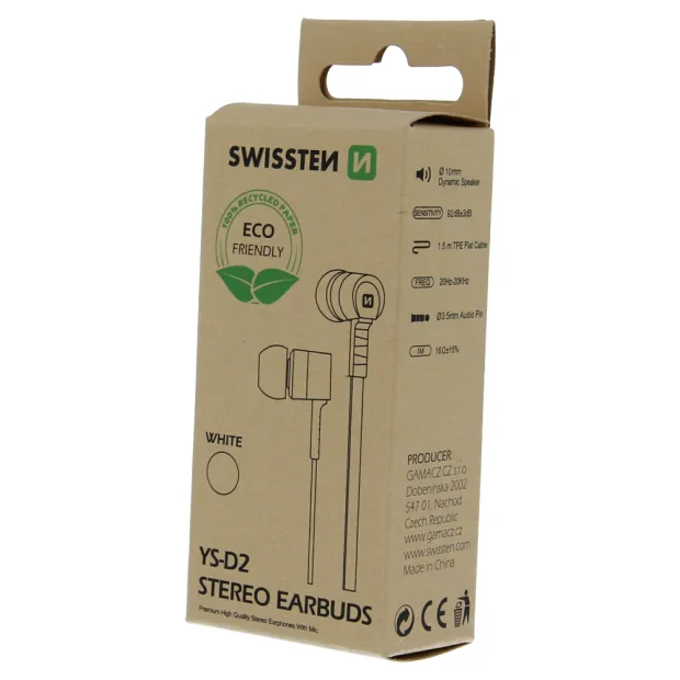 Swissten Earbuds Rainbow YS-D2 Alb (pachet eco)