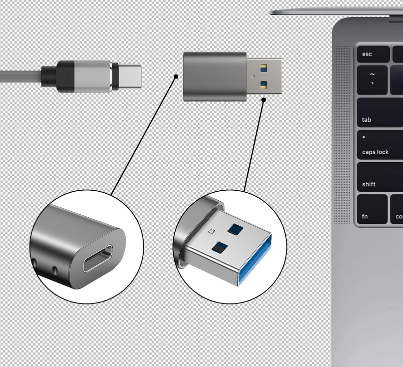 Adaptor Swissten USB-A (M)/USB-C (F) thumb