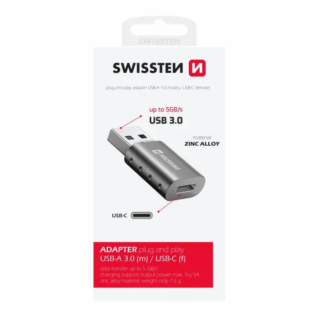 Adaptor Swissten USB-A (M)/USB-C (F)