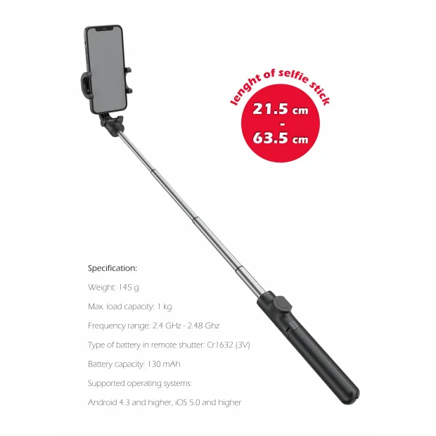 Swissten Bluetooth Selfie Stick Aluminum Tripod Pro