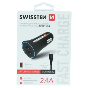Adaptor Swissten CL 2,4A Power 2x USB + Cablu lightning