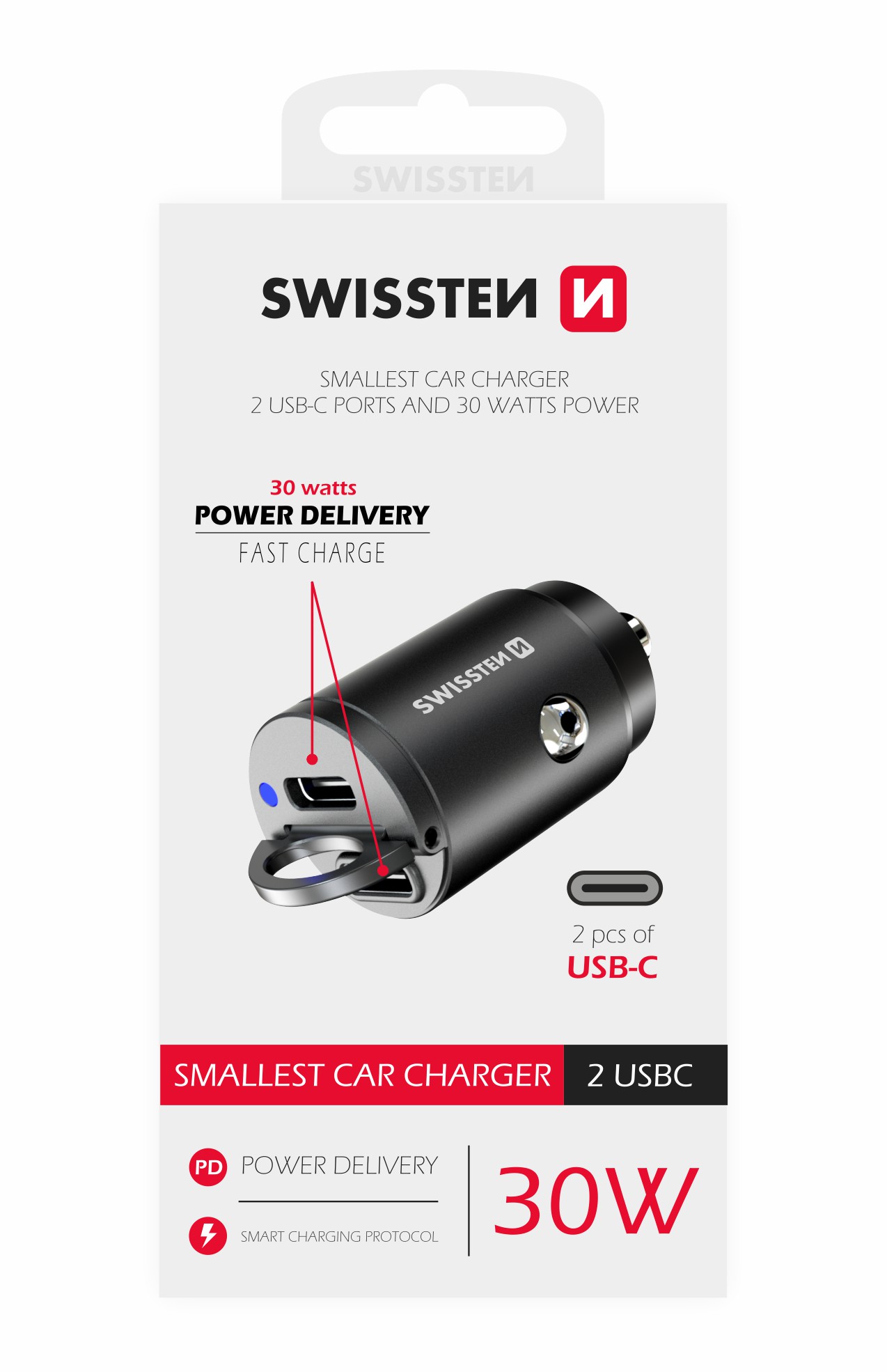 Adaptor Swissten CL power 2x USB-C 30W Nano Negru thumb