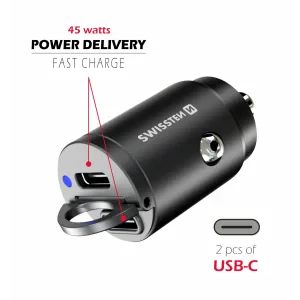 Adaptor Swissten CL power 2x USB-C 45W Nano Negru