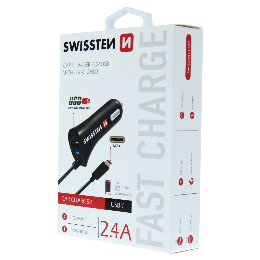 Swissten Incarcator auto USB-C si USB 2.4A Power thumb