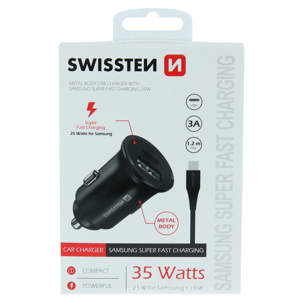 Swissten CL PRO Samsung Super Charging 25W + USB-C/USB-C 1,2 m Cablu Negru thumb