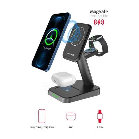 Swissten Magstick Wireless Stand 3in1 22,5 W elegant (compatibil cu Magsafe)