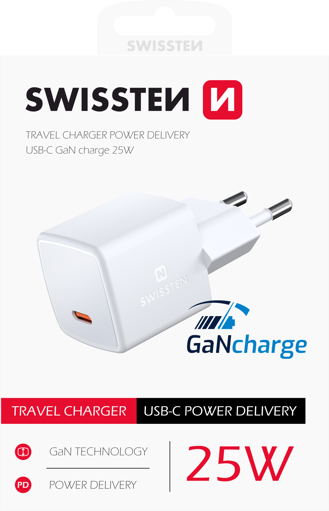 Adaptor Swissten Mini Travel Gan USB-C 25W Power delivery thumb