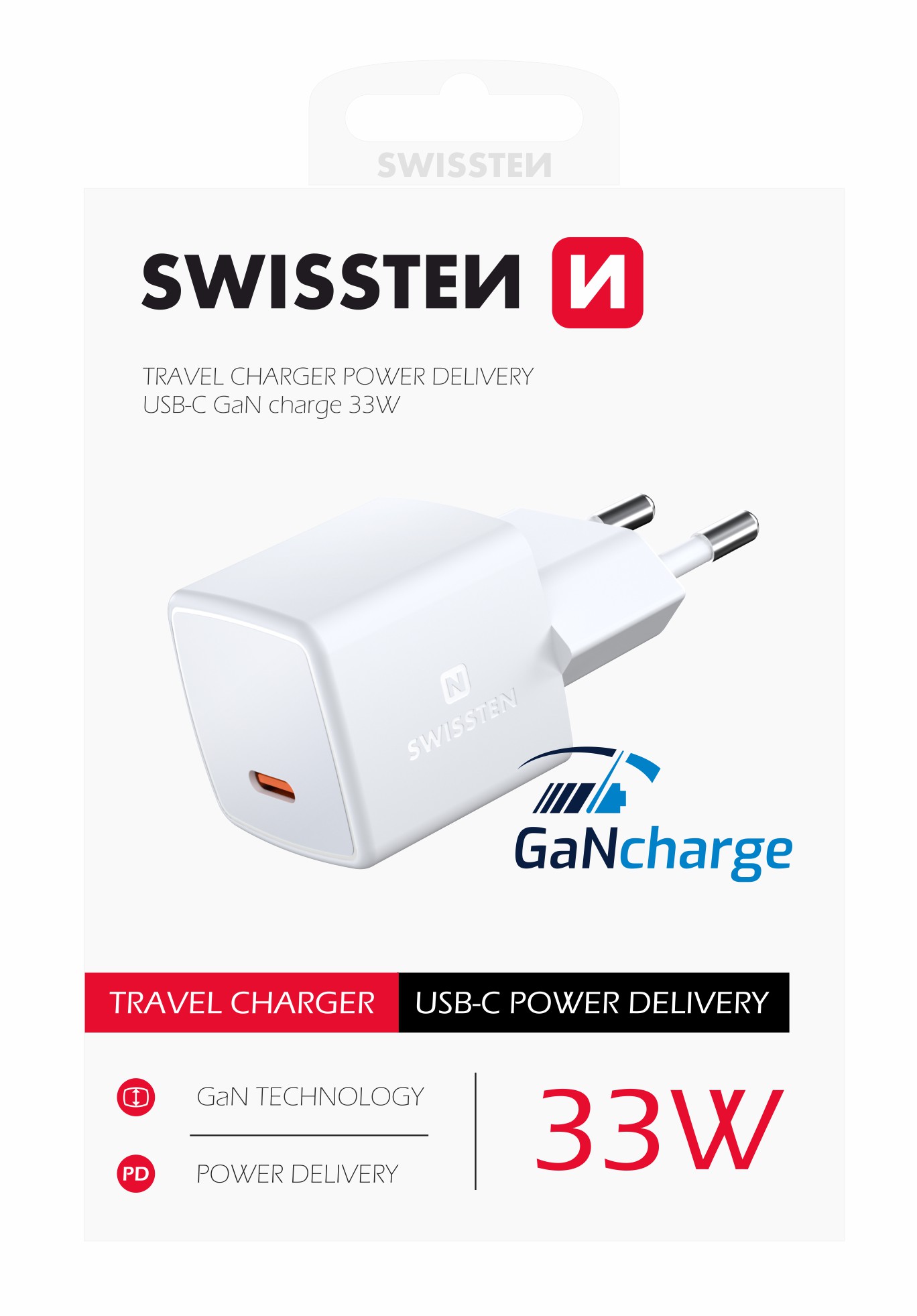 Adaptor Swissten Mini Travel Gan USB-C 33W Power delivery thumb