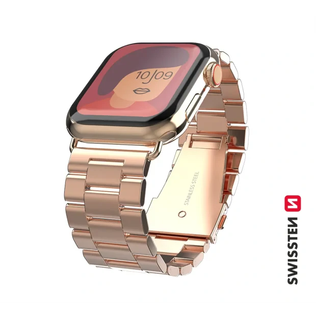 Swissten Metalica PRO Apple Watch Metal 42-44 mm Roz GOLD