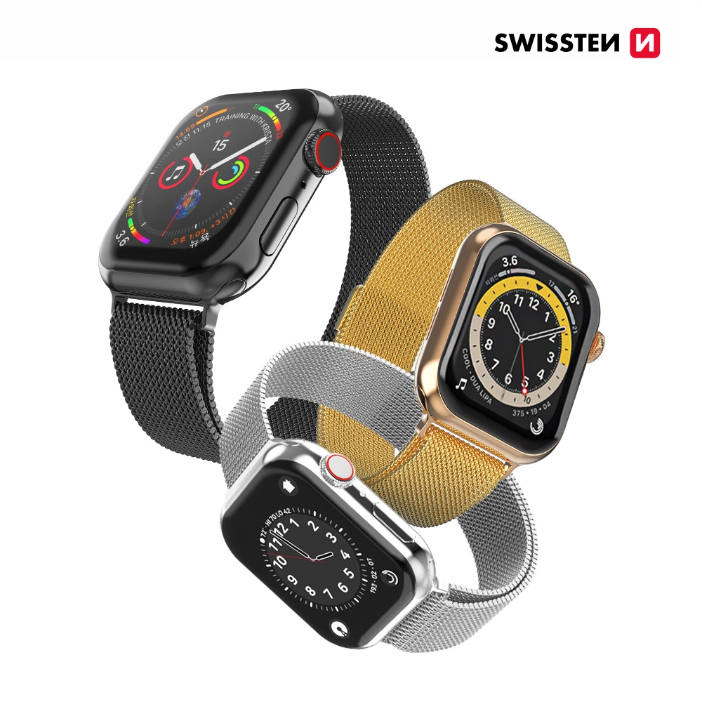 Swissten Curea PRO Apple Watch MilanThrust 42-44 mm Argintiu thumb