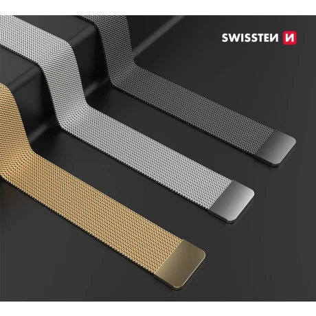 Swissten Curea PRO Apple Watch MilanThrust 42-44 mm Argintiu
