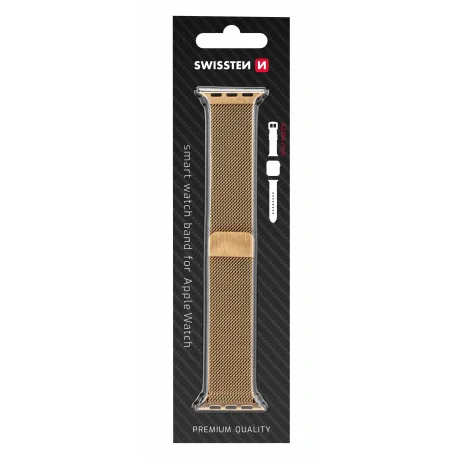 Swissten Curea PRO Apple Watch Milan Pull 42-44 mm Gold