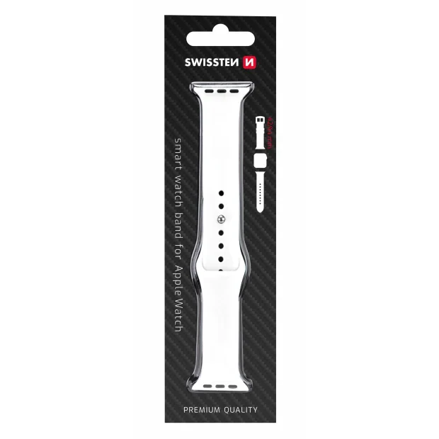 Swissten Curea PRO Apple Watch Silicon 42-44 mm Alb