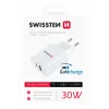 Swissten Travel Adapter Power Putere 30W 1x USB-C + 1X USB Alb