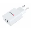 Swissten Travel Adapter Power Putere 30W 1x USB-C + 1X USB Alb