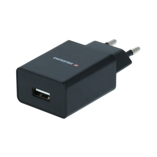 Swissten Travel Adapter Smart IC 1X USB 1A Power + Cablu de date USB / Micro USB 1,2 M Negru