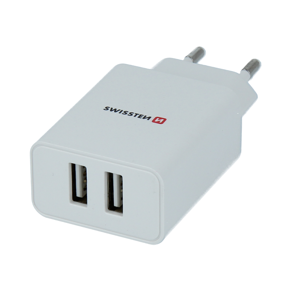 Swissten Travel Adapter Smart IC 2X USB 2.1A Power Alb thumb